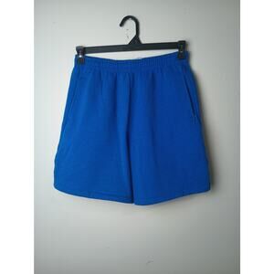 Vtg Fruit of the Loom Men's Blue Sweat shorts Blank 90s Large Pull on pockets